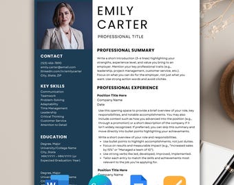 Modern Resume Template, Executive CV, Cover Letter (Google Docs, Word, Canva)