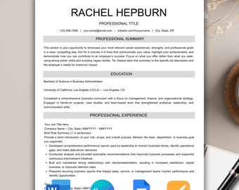 Professional Resume Template Word, Resume Template Word ATS,Resume Template Pages, Resume Template Google Docs, Professional Resume Pages