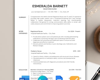 Nurse Resume Template, RN, CNA, Travel Nurse (Google Docs, Word, Canva)