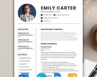 ATS Resume Template, Modern Executive Design (Google Docs, Word, Canva)