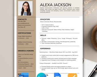 CV-sjabloon College, College CV-sjablonen, CV-sjabloon student Google Documenten, CV-sjablonen student Word, Canva CV