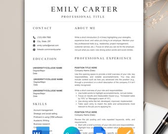 ATS Resume Template, Professional CV Design, Google Docs, Word, Canva (Digital Download)