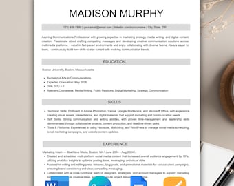 College Student Resume Template Word, Job Application Resume Google Docs Resume, ATS Friendly College Application Resume Canva Template