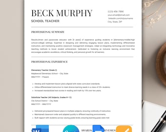 Teacher Resume Template, Modern Cover Letter Teacher Resume, References Google Docs Resume, Word Resume Template