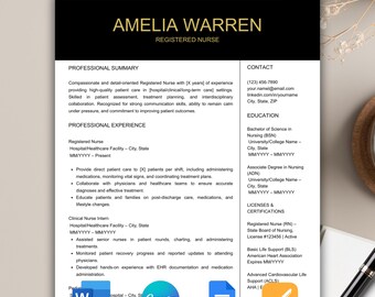 Nurse Resume Template, Resume Nursing Templates, Nursing Resume Template Word, Professional nurse Resume template Google Docs Canva Resume