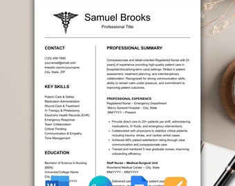 Professional Nurse Resume Template, Modern Clean Design (Google Docs, Word, Canva)