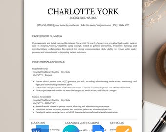 Plantillas de CV de enfermería, plantillas de CV de enfermería en Google Docs, plantillas de CV de enfermería en Word, plantilla de CV de enfermería en Canva.