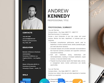 Modern Resume Template Word, Resume Template Google Docs, Ats Friendly Resume Template Word, Modern Resume Editable Canva Resume Template