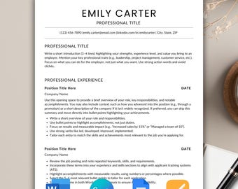 ATS CV-mall, professionellt CV, Google Docs, Word och Canva (digital nedladdning)