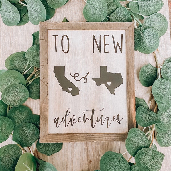 To New Adventures Custom Cross Country Home Decor Sign