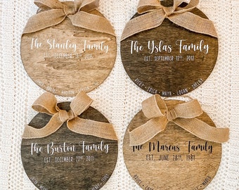 Custom Family Sign with Wedding Date and Family Names