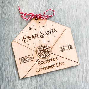 Querido Papá Noel Lista de Navidad Sobre cortado con láser 3D / Nombre del niño Adorno personalizado de Navidad