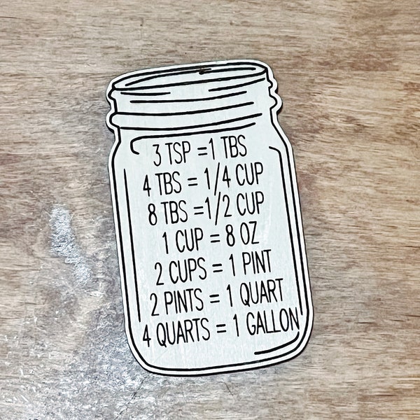 Kitchen Conversions Mason Jar Engrave & Cut File | Adobe Illustrator, SVG, EPS, PDF | Glowforge and Cricut Ready File