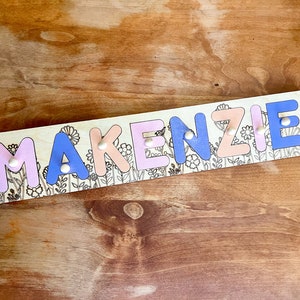 Personalized Wooden Name Puzzle With Pegs | Kids Christmas Gifts | Baby Shower Wooden Toddler Toys and Games | Custom Wildflower Puzzle
