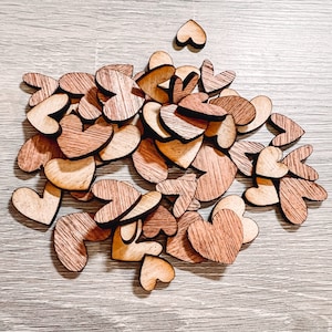 Wood Hearts Assorted Table Confetti | Wedding Table Decor | Valentines Table Decor