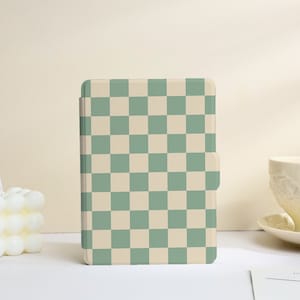 Green Checkered Personalised Case Cover for Kindle Paperwhite1/2/3/4,Kindle 2019/2022, Kindle Paperwhite 2021 Cover, Kindle 11th Case
