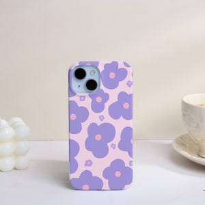 Retro lila Blumen Handyhülle, Handyhülle für iPhone 15 14 13 12 11 Pro Max robusten Fall, Girly Handyhülle einzigartige Geschenke