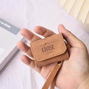Personalized Leather Airpods Case, Custom Name/Initials Airpods 1, 2, 3, 4 Pro Case, Airpods Pro Case with Lanyard, Gift for Birthday