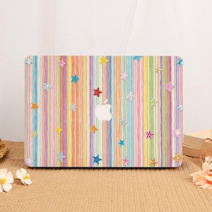 Pastel Rainbow Stars Artistic MacBook Case, Aesthetic Hard Shell Personalized Laptop Cover for MacBook Neo, Air 15/13/11 & Pro 16/15/14/13