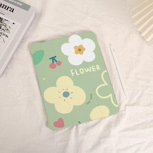 Green Cute Flower iPad Case, iPad Air 11&quot; 13&quot; 2025 2024 iPad Pro 11&quot; 13&quot; iPad Air 5 Pro 12.9&#39;&#39; 10.9&quot; 10.2&quot; 9.7&quot; iPad 10 mini 7 6 Case