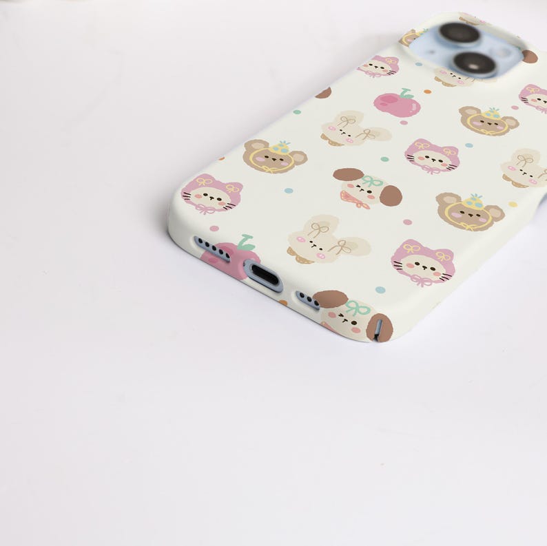 Cute Bear and Cat Phone Case, Phone Cover for iPhone 15 14 13 12 11 Pro