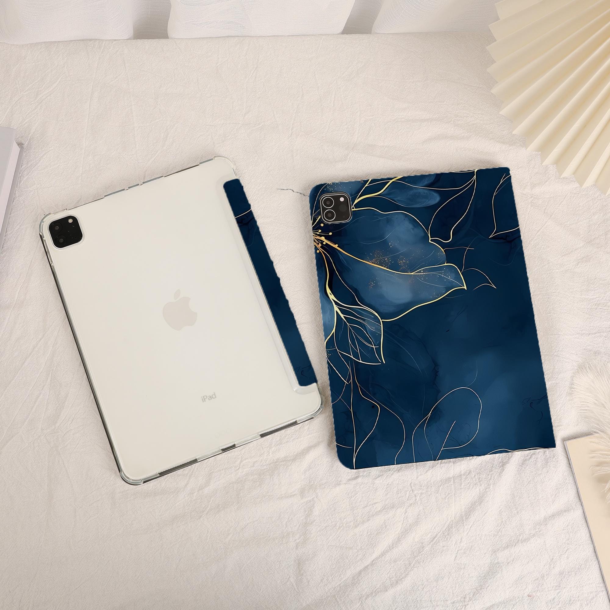 Dark Blue Floral iPad Case With Pencil Holder - Etsy