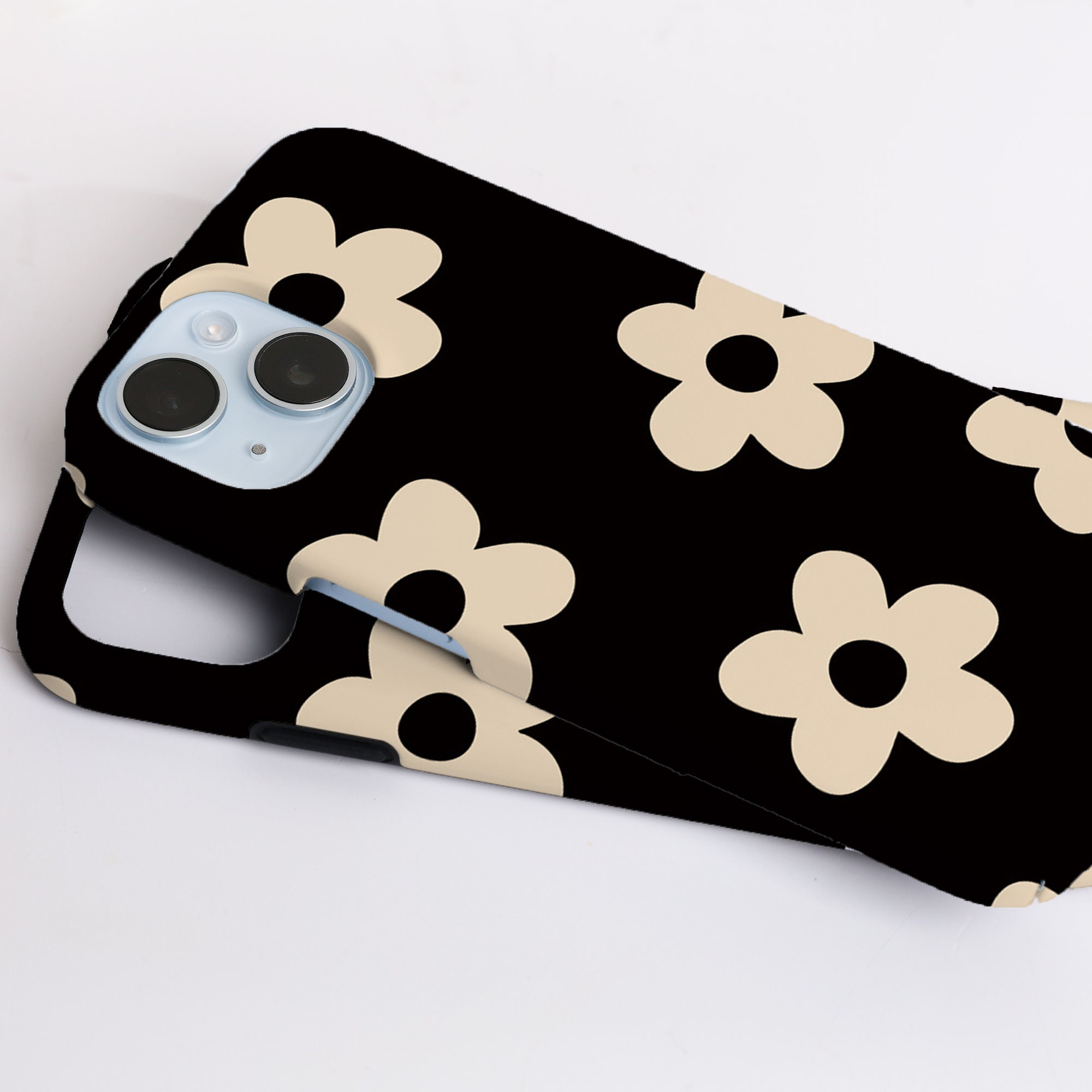 ★送料・関税込★DIMANCHE★VINTAGE HOUSE CASE★ Black & White Floral Retro Phone Case, Phone Cover for