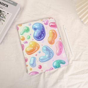 Cute Shiny Jelly Bean Art iPad Case, iPad Air 11&quot; 13&quot; 2025 2024 iPad Pro 13&quot; iPad Air 6 5 Pro 12.9&#39;&#39; 10.9&quot; 10.2&quot; 9.7&quot; iPad 10 mini 7 6 Case
