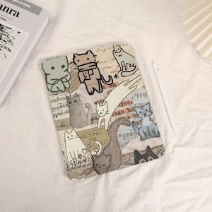 Cartoon Cat iPad Case For iPad 10.9" 10.2" 9.7" 11 inch, iPad Air 6 3 4 iPad Pro iPad 2022 2021 2024 iPad mini 6 iPad 10th Case