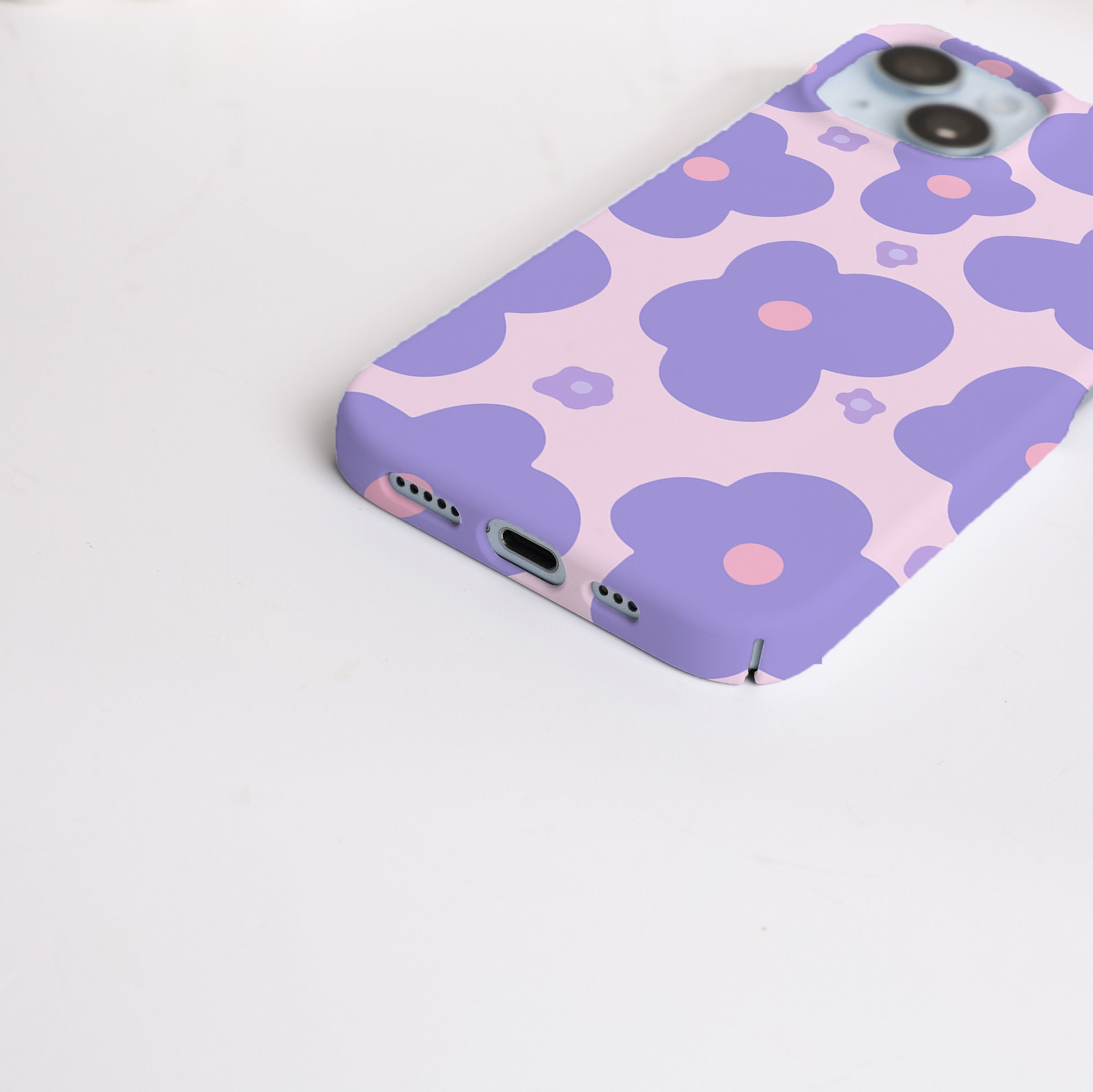 Society6 ケース  Purple, Mauve & Indigo Decorative Retro Purple Flower Phone Case, Phone Cover for iPhone 16 15