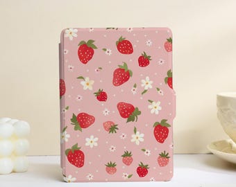 Funda para Kindle Paperwhite con diseño de margaritas y fresas: cubierta floral