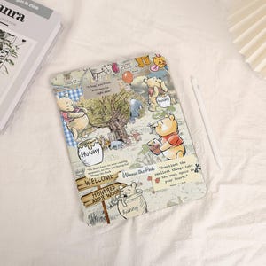Winnie The Pooh iPad Case, Cute Hundred Acre Wood Tablet Cover, Kawaii Honey Bear Protective Case for iPad Pro/Air/Mini image 1