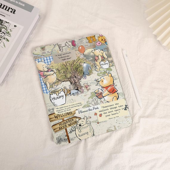 Winnie The Pooh iPad Case, Cute Hundred Acre Wood Tablet Cover, Kawaii Honey Bear Protective Case for iPad Pro/Air/Mini