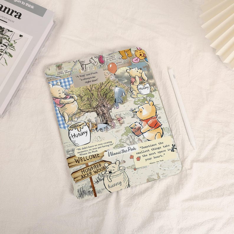 Winnie The Pooh iPad Case, Cute Hundred Acre Wood Tablet Cover, Kawaii Honey Bear Protective Case for iPad Pro/Air/Mini image 1