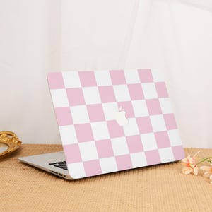 Sweet Pink - White Grid MacBook Case for New 2025 M4 Air 15/13 Inch A3240 A3241 Laptop Cover for MacBook Pro 13 14 15 16 Inch 2024 M3 M2 M1