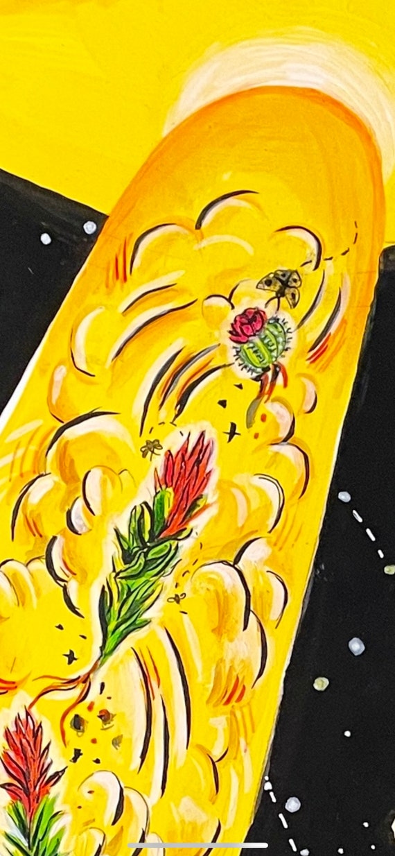 Buy The Zodiac Cactus Abduction Painting: New Mexico Alien Landscape. Moon,  Stars, Planets, Astrological Signs, Cactuses, Yucca, Flowers, Ufos Online  in India - Etsy
