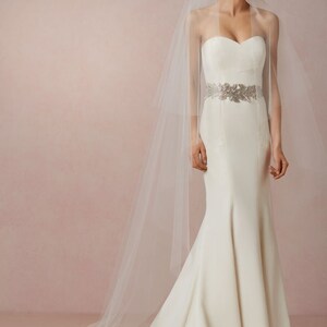 AMELIA Raw Edge Double Tier Wedding Veil Plane Edge Cathedral Fingertip