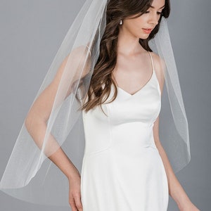Half Waterfall Veil Cascade Veil, Single Tier Veil Ivory White Off White Champagne