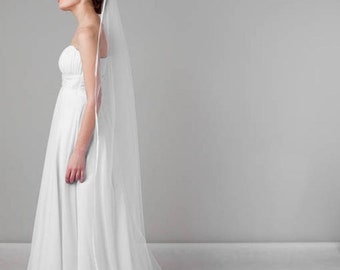 MORGAN Satin Edged Wedding Veil Ribbon Edge Satin Bias Wedding Veil, Classic Veil Plain Veil  Handmade White Off White Ivory Champagne