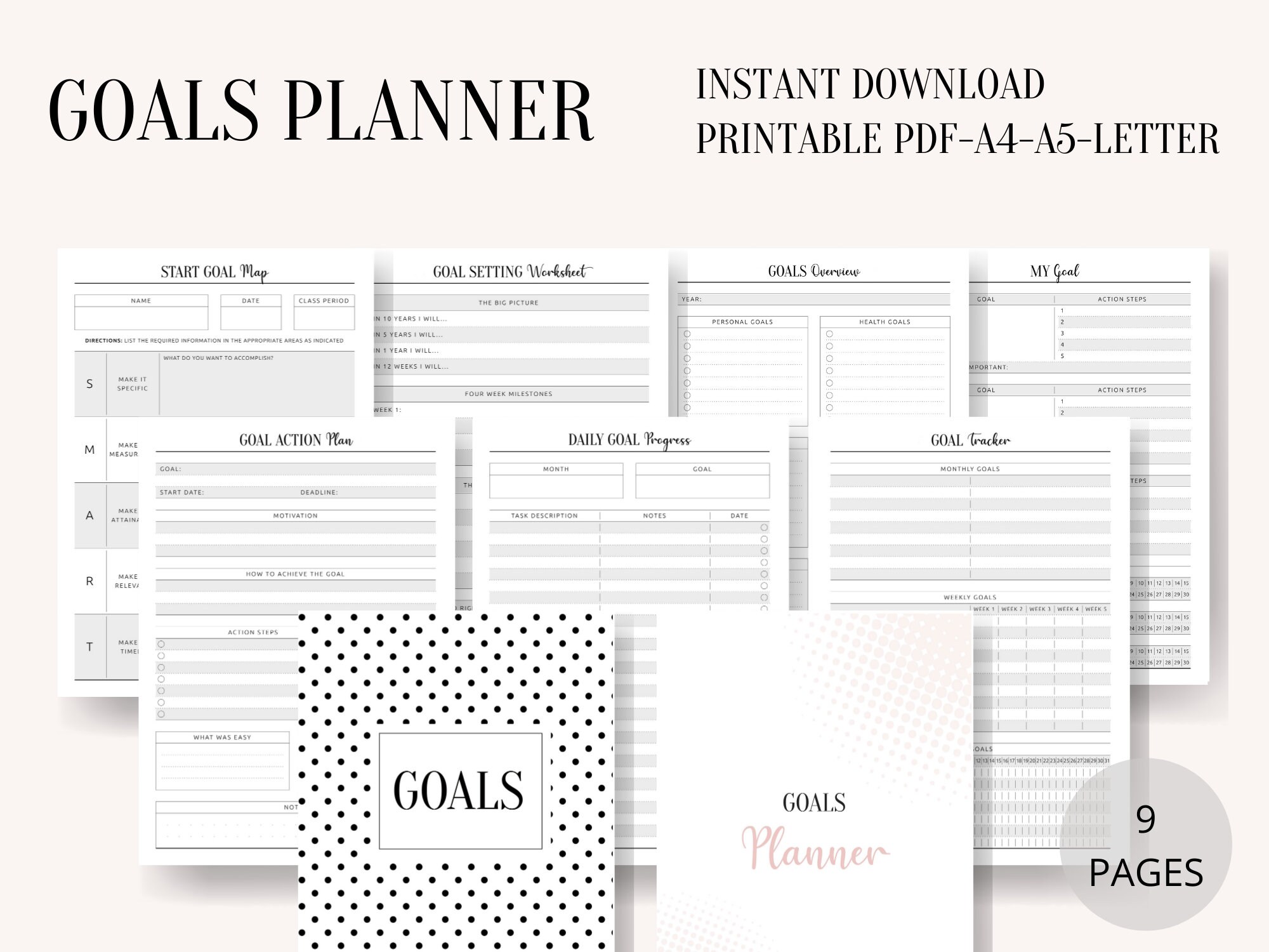 GOAL PLANNER Printable Goal Printable Goal Worksheet | Etsy