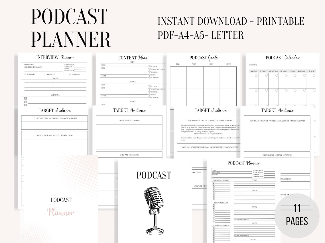 Podcast Planner Editable BUNDLE Pack. Podcast Template Etsy Podcast Planner Editable BUNDLE Pack. Podcast Template Etsy
