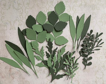 Handmade Paper Plant Leaves, 20pieces dieCuts for Junk Journal, Planner, Travel book, Stanzteile Blätter, Kartenaufleger, Scrapbooking
