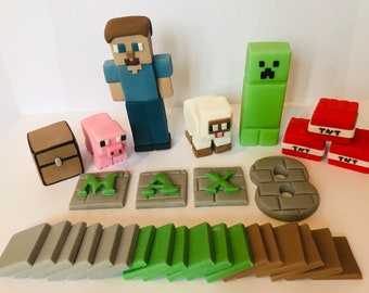 Minecraft handmade Unofficial edible personalised cake toppers (in the style of)
