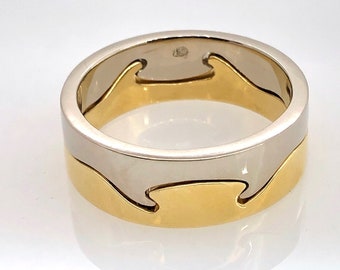 Two Tone Puzzle Ring in Style of Georg Jensen Fusion