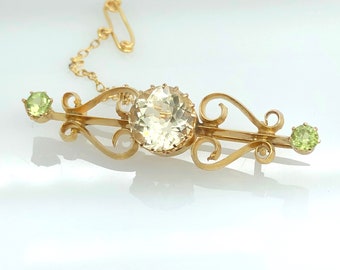 Antique Victorian  Citrine and Peridot brooch