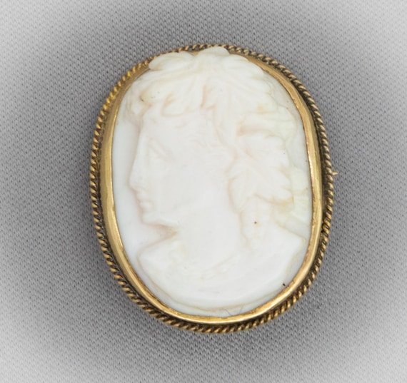 Vintage Shell Carved Cameo brooch - image 1