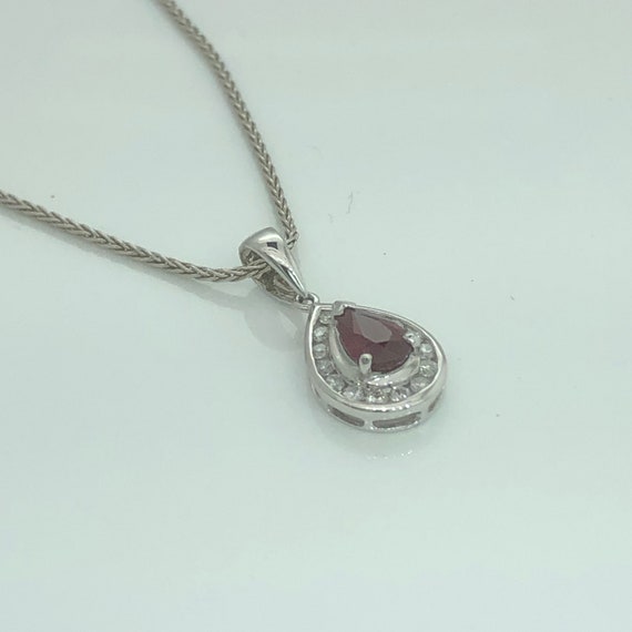 White gold teardrop pendant set with pear shape n… - image 4