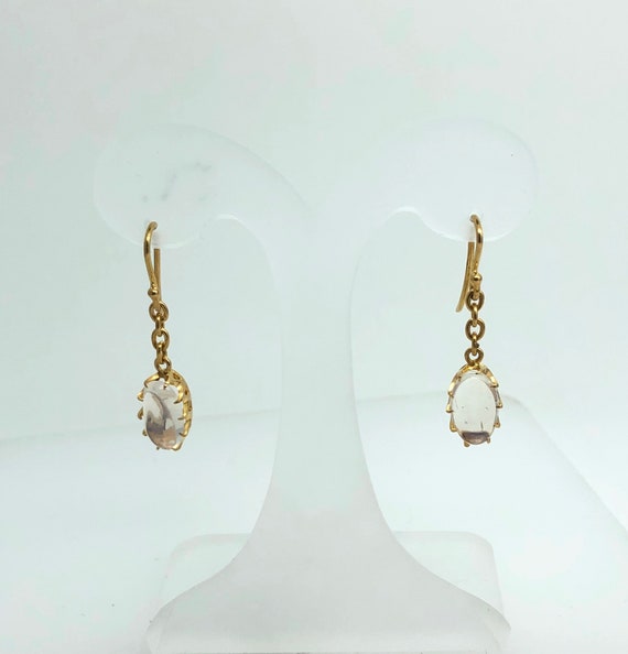 Dainty Oval Moonstone drop Earrings