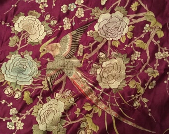 Unique find -  Antique Chinese Silk Embroidered Bed-Cover or Wall hanging