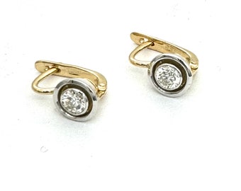 Elegant vintage  gold and natural diamonds earrings